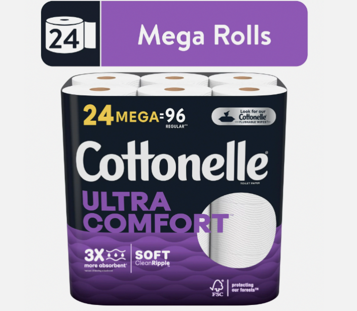 Ultra Comfort Toilet Paper,Strong Toilet Tissue,24 Mega Rolls,268 Sheets perRoll