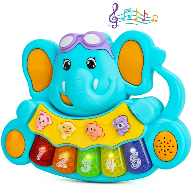 TOY Life Baby Piano Toys, Baby Toys 0 3 6 12 18 Months, Elephant Infant Toys, Newborn Baby Musical Toys, Light Up Toys for Boys Girls Toddlers, Baby Gifts for 0 3 6 12 18 Months, Baby Einstein Piano T